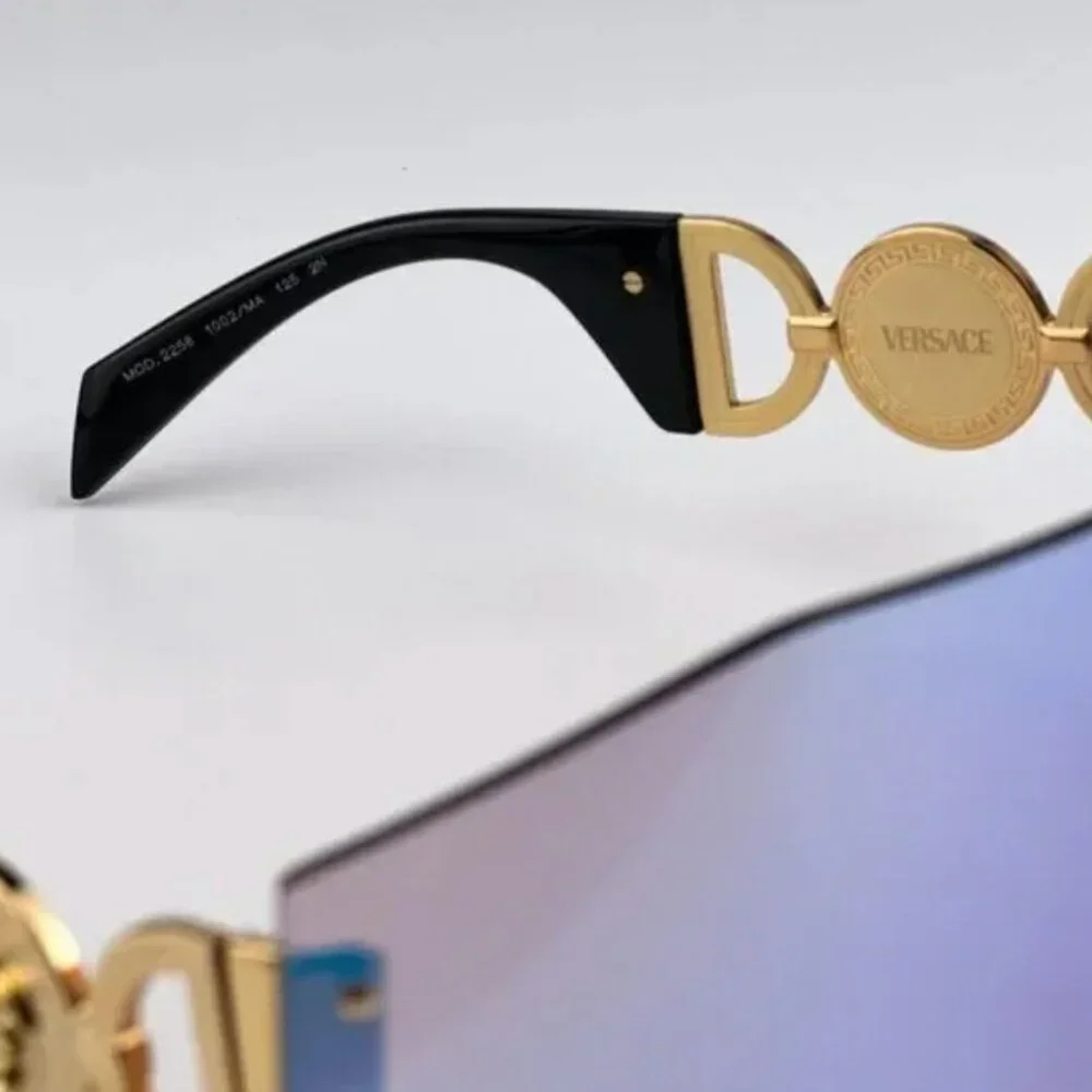 NEW Versace Pink Mirrored Blue Shield Unisex Sunglasses